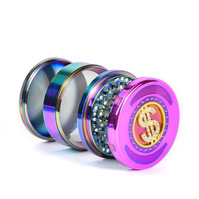 China New Arrival WOWO TECH 4 Parts Rainbow Zinc Alloy Herb Grinder Hand Mill Large Size 4 Layers For Kitchen Smoking for sale