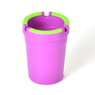 China WOWO TECH Pocket Ashtray CLASSIC Luminous Round Shape Portable ABS Smoking Accessories Butt Bucket Car Ashtray for sale