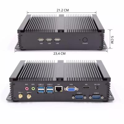 China Fanless+Aluminum Alloy Metal Case OEM Mini PC Desktop Computer Intel Industrial Fanless Core i5 7200U 300M Mini Low Consumption WIFI With Full Aluminum Case for sale