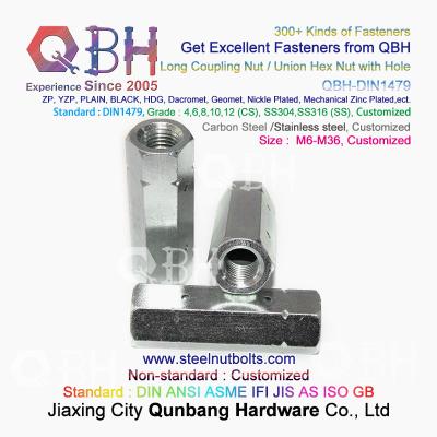 China QBH DIN 1479 SS304 SS316 M6-M36 Stainless Steel Hole Long Hex Nut Hexagon Turnbuckles for sale