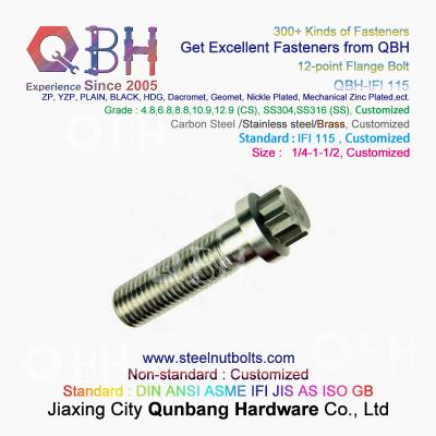 China QBH IFI115 - 2002 Gas Turbine Power Plant Aerospace SS304 SS316 Plain 1/4 To 1-1/2 Inch Flange 12-Point 12 Spline Screws for sale