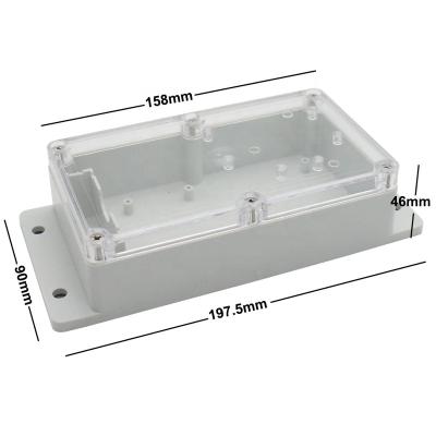 China PC 200*120*75 ip67 color outdoor clear gray cover waterproof ABS plastic electronic material weatherproof electrical junction box with ear for sale