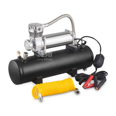 China Tire Pressure Monitor Modified Powerful Pump Air Horn Compressor With 8L Air Tank Air Suspension Compressor Inflator for sale