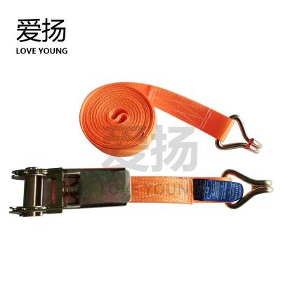 China Durable Retractable 25mm J-Hook Ratchet Tie Down Cargo Lashing Strap 3m Ratchet Strap for sale