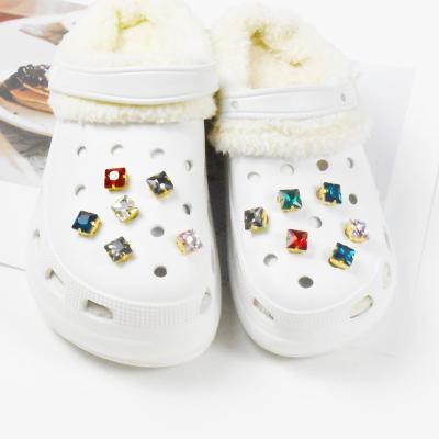 China Eco-froendly Decoration Accessories For Shoes Jewelry Decorative Rhinestone Square Shoe Charms Decoration Set for sale