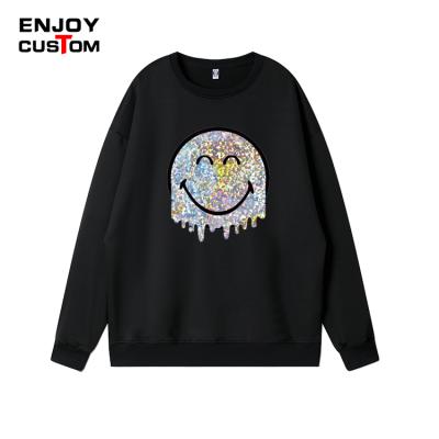 China Jogging Sweatshirts Men's Jogging Smile Sweatshirts Men Crewneck Anti-wrinkle Face Hoodies Drop Shoulder Cheap Sweatshirt for sale