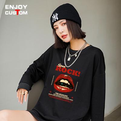 China Anti-wrinkle red lip plus size women's hoodies and loose hoodie women's sweatshirts cheap pullover sweatshirt for sale