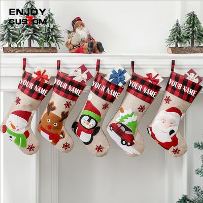 China Custom Christmas Atmosphere Christmas Storing Canvas Christmas Storing Large Christmas Stocking for sale