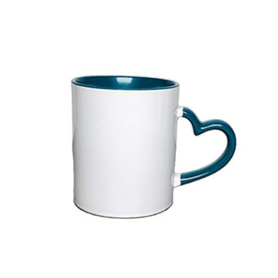 China Viable Liners Gifts Sublimation Mugs 11oz Inner Rim Color Mug With Heart Handle Empty Sublimation Mug for sale