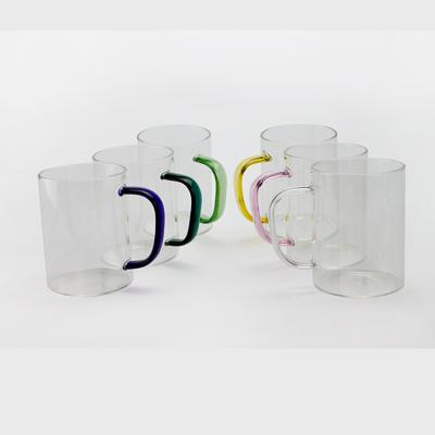 China Sublimation Cups 12oz /450ml Coating Colorfu Mug Handle Water Drinking Glass Coffee Viable Transparent Glass Sublimation Vacuum Cup for sale