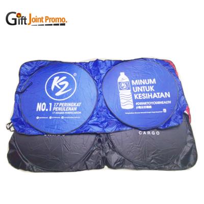 China 150*70 Car Sunshade Polyester Folding Sunshade 150*70 Car Windshield Promotional Advertising Sunshade for sale