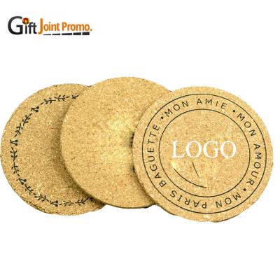 China Viable Hot Selling Cork Coasters Round Absorbent Cork Reusable Personalized Coasters for sale