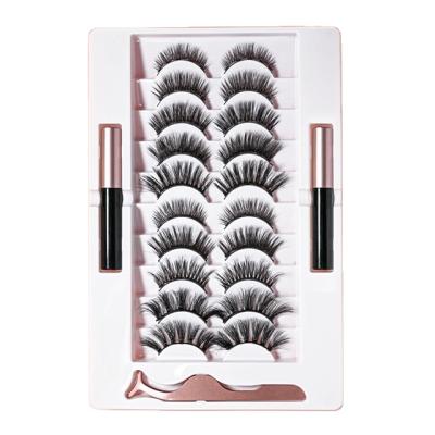 China Long 10 Pairs Natural Best Selling Exquisite Mixed New Style Magnetic False Eyelashes With Customized Eyelash Case for sale