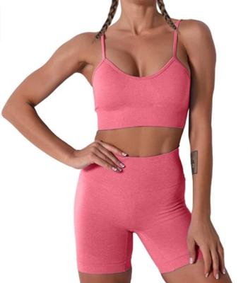 China Breathable Fashionable Seamless Seamless Custom Sports Bra Tracksuit Equipment Workout High Waist Shorts Legging Yoga Set for sale