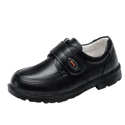 China Boy's PU Black Leather Uniform Shoes Stylish Performance Students School Shoes Children Anti-slippery Shoes for sale