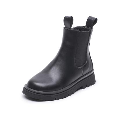 China Hot Selling Deodorization To Thicken New Fashion Black Cool Girls Zipper Leather Boot Children's Boots for sale