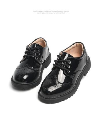 China Stylish Girls Shoes 2021 Wholesale Party Fashion Anti-slippery Black Leather Children Boys Shoes for sale