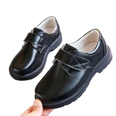 China Black British Style Boys Girls Student Performance Shoes Anti-slippery Children's Leather Shoes for sale