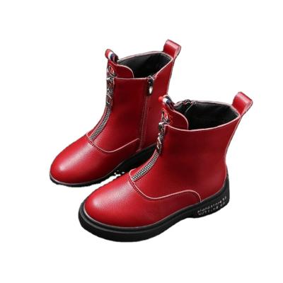 China Other Girls' Black Leather Shoes Autumn And Winter Cotton Boots British Style Martin Boots Kids for sale