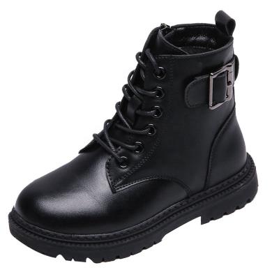 China Hot Selling Deodorization To Thicken New Fashion Black Cool Girls Zipper Leather Boot Children's Boots for sale