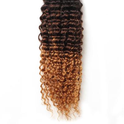 China Water Wave 100% Brazilian Remy Baby Hair Weaving 10-24 Inch 10A Ombre 3tone Kinky Curly Hair Extensions for sale