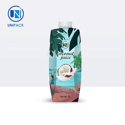 China Premium Juice Box Packaging Matt Lamination material prisma paper carton pack for sale