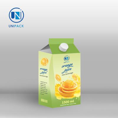 China Laminated Recyclable Material Paper cardboard Juice milk Gable Top Carton box zu verkaufen