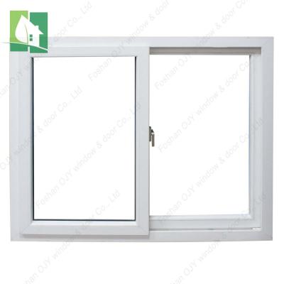 China Magnetic Screen UPVC Sliding Windows With Double Glass 3 Tracks Sliding Window Office Sliding Stained Glass for sale