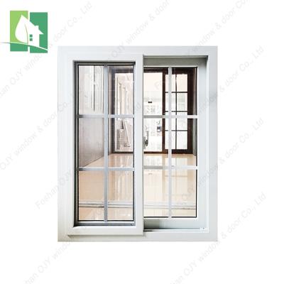 China Modern Design Modern White Aluminum Alloy Sliding Grill Window With Screen Gray Glass Window for sale