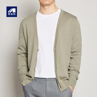 China Momaike Men's Knitted Cardigan 2022 Spring Sweater Basic V-neck Solid Color Mens Knitted Sweater Men 2336 for sale