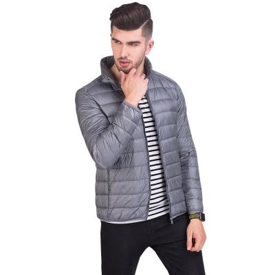 China new Anti-wrinkle light weight down jacket men's collar 90's white duck long sleeve comic down jacket plus size for sale