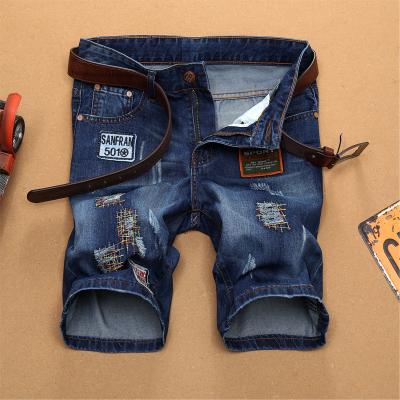 China Viable hole embroidered jeans men's spring and Korean shorts of the new summer trend fashion small thin straight men's five-point pants for sale