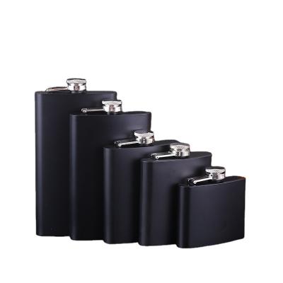 China Durable Art Decor Leather Cover Metal Stainless Steel Hip Flasks Custom Logo Black for sale