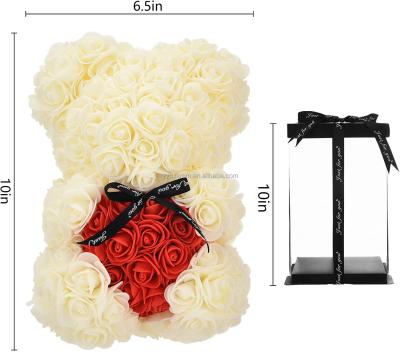 China Artificial Moss Rose Bears With Box Christmas Gift Fashion Attractive Design Wedding Valentines Day Gift for sale