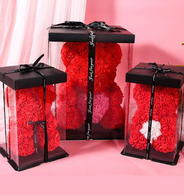 China Artificial Christmas Gift Features Various Preserved Flower Rose Bears For Valentine Gifts for sale