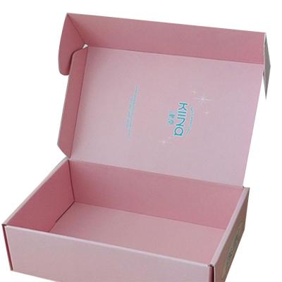 China Recyclable Luxury Customized Logo Pink Color Shipping Box For Gift Packaging With Handle for sale