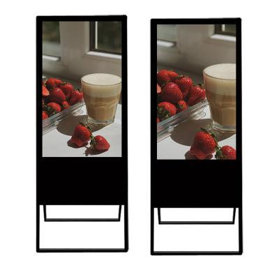 Cina Indoor Portable Indoor Portable Digital Signage Movable Stand Floor LCD Display Foldable Ultra Thin Display Advertising Players in vendita