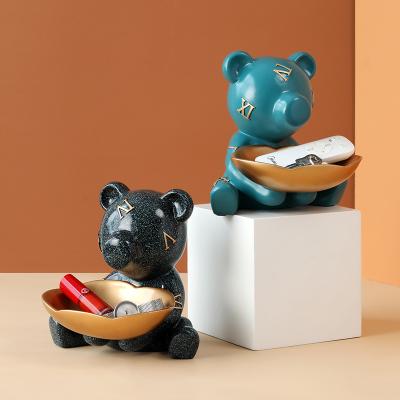 China Creative personality decoration North Europe doll tray bear resin landing home craft fashionable living room model for sale