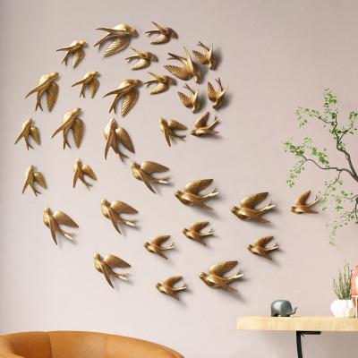 China Interior Statues Minimalist Wall Hanging 3d Wall Sticker Swallow Wall Sticker Bird Shap Resin Opens Home Decor for sale