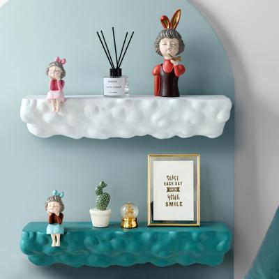 China Girl Wall Mounted Resin Northern European Cloud Floating Shelves Hanging Storage Display Rack Wall Rack Home Decor For Living Room Bedroom for sale