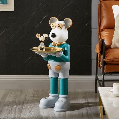 China Europe Luxury Violent Light Bear Ornaments With Mr Big Deer Floor Landing Tray Decorations Resin Crafts Living Room Ornaments for sale