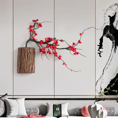 China Minimalist Resin Opens Wall Hanging Vase Plum Flower Tree Stump Vase Flower Pot Retro Wall Hanging Vase for sale