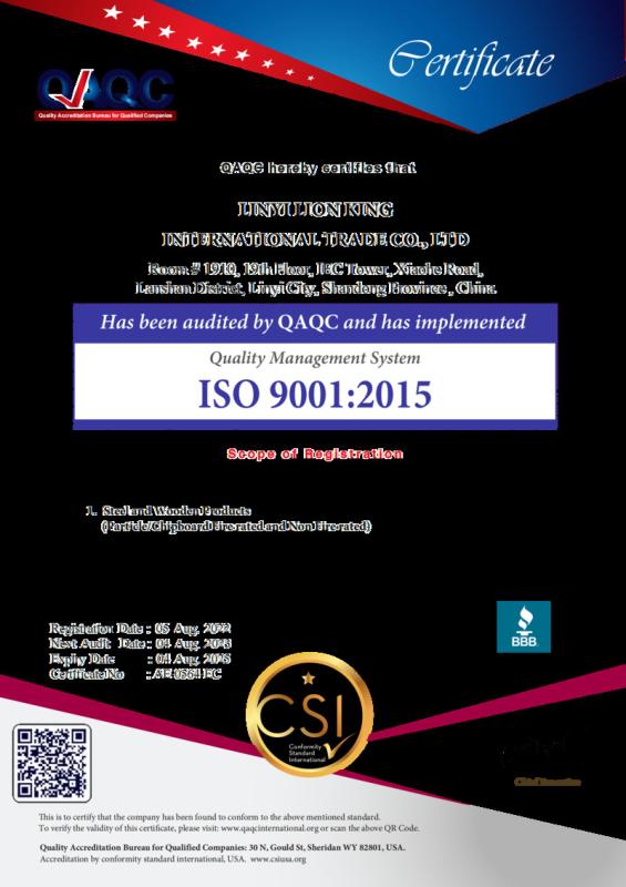 ISO 9001 - Linyi Lion King Wood Co., Ltd.