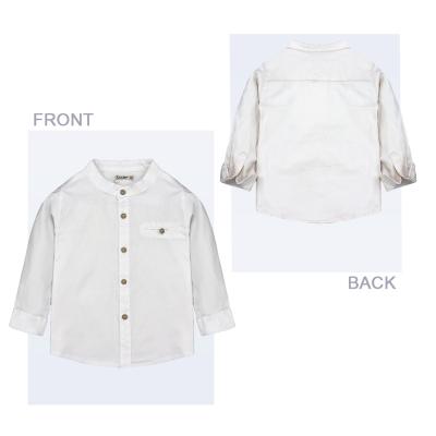 China Customizable Hot Saddle Style High Quality Basic Kids Anti Shrinkage Button Down Formal Smart Casual Shirts Baby Boy Shirt Canvas Fabric for sale