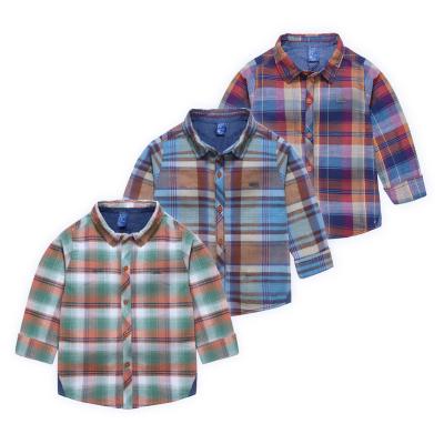 China Breathable Wholesale Organic Kids Clothing Cotton Clothing 2022 Fashion Children Regular Fit Plaid Shirt for sale