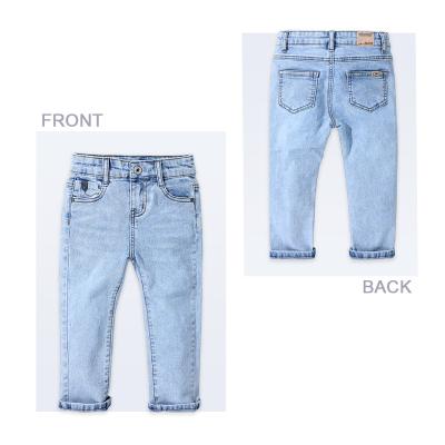 China New Designs Breathable Baby Boy Clothes Hand Made Enzyme Wash Solid Blue Kids Jeans Pants for sale