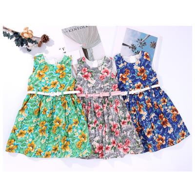 China Anti-wrinkle fashion summer stylish babies mini dress sleeveless cotton printed fabric flower casual dresses for girl for sale