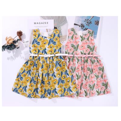 China Anti-wrinkle kids boutique clothes beach vacation girls style sleeveless soft dress summer colorful dress for girl for sale