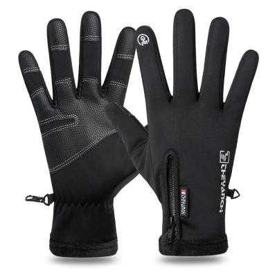 China Winter Sports Suede Mountaineering Skiing Gloves Zipper Non-slip Touch Screen Warm Waterproof Male Windproof for sale