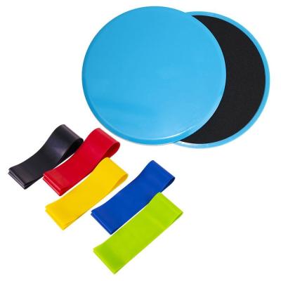 China Exercise Core Sliders Sliding Disc with 5 Exercise Resistance Loop Bands for sale